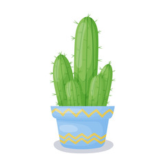 Cute cactus in a pot. Funny children's print. Great for t-shirts, covers, children's clothing, posters, greeting cards. Vector illustration on a white background.