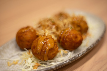 Takoyaki octopus balls - Japanese food and dessert