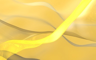 Abstract gold background. Beautiful backdrop with yellow waves. 3d illustration.