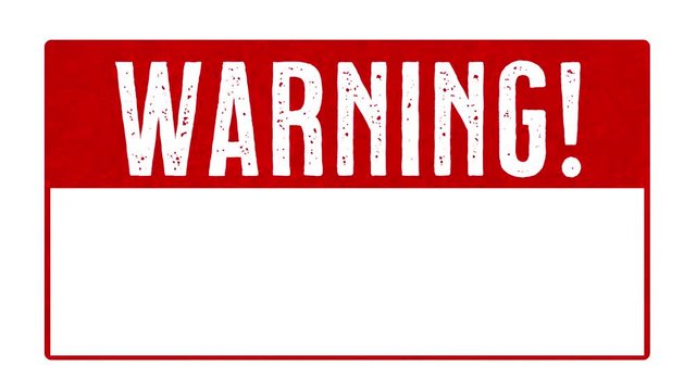 Red Warning Sign Background With Blank Space Animation/ 4k animation of a grunge warning textured red sign, with white blank space for custom text message