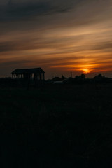 Fiery red sunset in the village | KOROVYAKOVA, SVERDLOVSKAYA OBLAST - 9 MAY 2020.