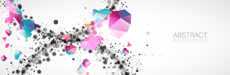 Template for science and technology presentation with connecting dots and lines.  Plexus style background.