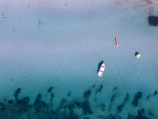 Aerial view of Alcudia Beach, Majorca, Balearic islands, Spain