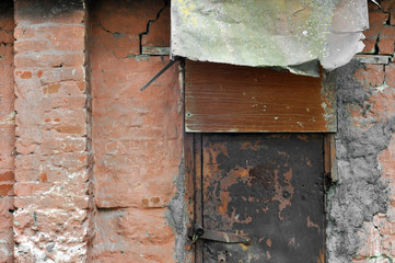 Closed Old vintage wood Door with door lock 