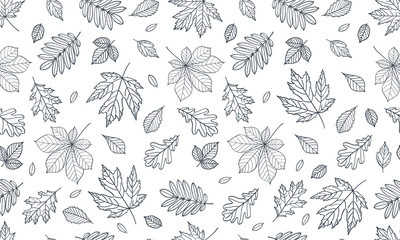 Fall of the leaves. Seamless pattern with autumn leaves for textile, wallpapers, gift wrap and scrapbook. Vector illustration.