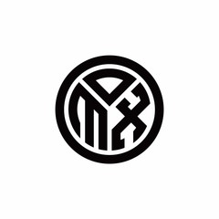 MX monogram logo with circle outline design template