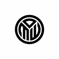 MW monogram logo with circle outline design template