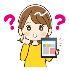 女性、タブレット、疑問