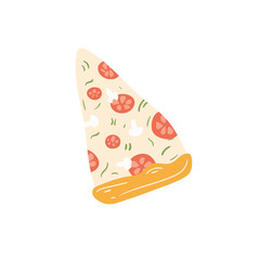 Pizza for Beer fest. Vector illustration in doodle style. Isolated on a white background. Party celebration in a pub.