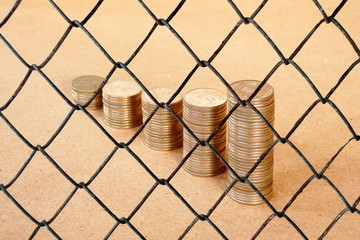 Decorative wire mesh of money background