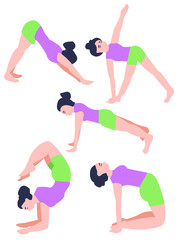 yoga poses. home practice. girl leads an active lifestyle