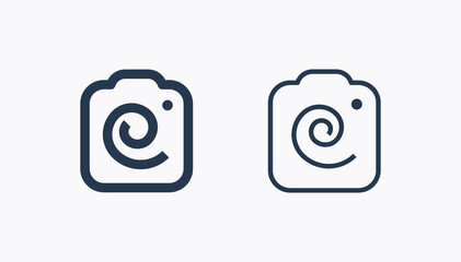 Camera photo line vector icon. Image lens vector symbol. Digital photographic icons set for web design. Modern flat picture creation icon for app design. Device technology minimal flat linear icons