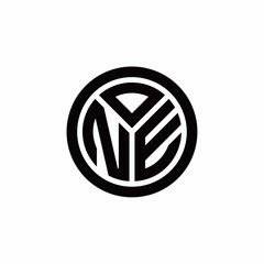 NE monogram logo with circle outline design template