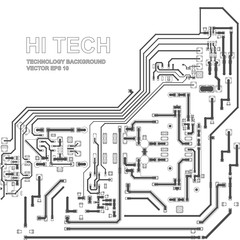 Abstract technological background with a circuit board texture. Vector hi tech Illustration.