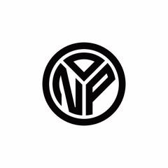 NP monogram logo with circle outline design template