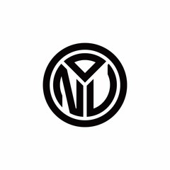 NV monogram logo with circle outline design template