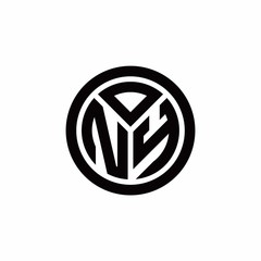 NY monogram logo with circle outline design template