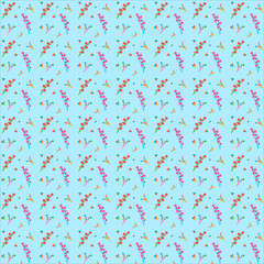 Abstract seamless pattern of berry branches with colorful berries. Vector illustration.