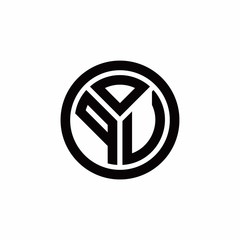 PV monogram logo with circle outline design template