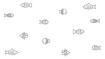 Set of cute exotic fish. Underwater inhabitants. Vector illustration.
