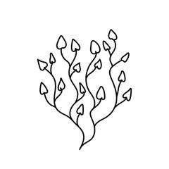 handwritten vector lush twig with leaves on a white background.hand drawn herbal elements .herbs and flowers black and white, logo, logo, emblem