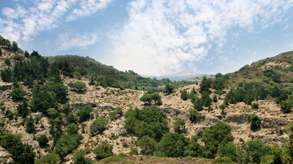 Fototapeta na wymiar Typical landscape outside Kalithies village, Rhodes, Greece