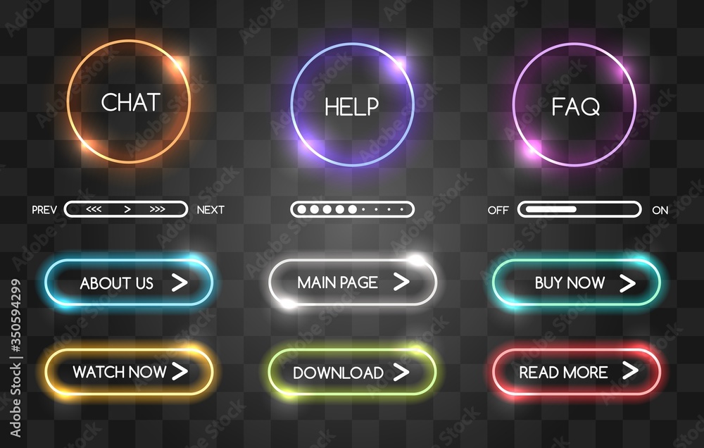 Wall mural neon buttons for web shop