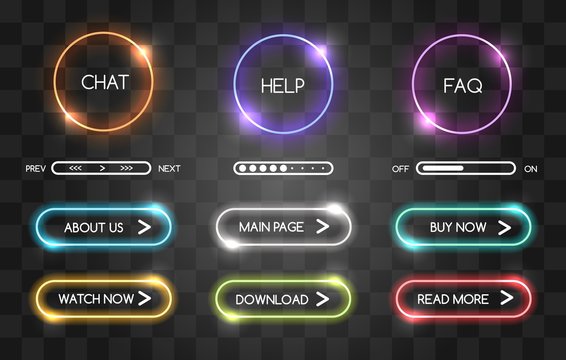 Neon buttons for web shop