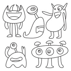 doodle funny monsters line design theme