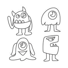 doodle funny monsters line design theme