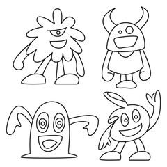 doodle funny monsters line design theme