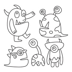 doodle funny monsters line design theme