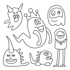 doodle funny monsters line design theme