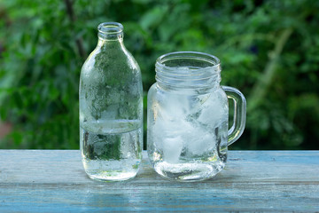 A glass of ice cube and Soda water