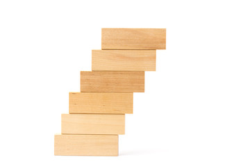 Wood block stacking as step stair, Business concept for growth success process.