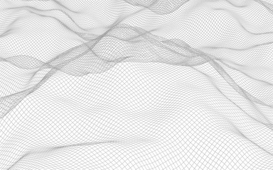 Fototapeta na wymiar Abstract landscape on a white background. Cyberspace grid. hi tech network. 3d illustration