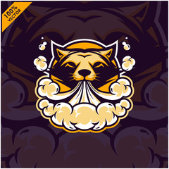 Fox head vapor e-cigarette, vape, vaporizer cigarette, electronic smoke, Design element for company logo, label, emblem, apparel or other merchandise. Scalable and editable Vector.