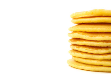 Tasty pancakes isolated on white background. Sweet breakfast