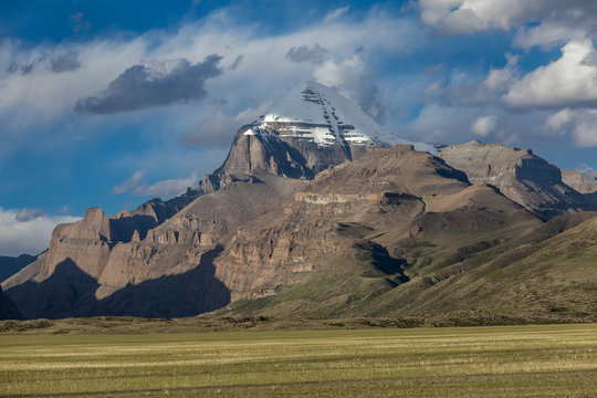 Holy mountain Kailash, a sacred place of pilgrimage for buddhists and hindus in Tibet, China