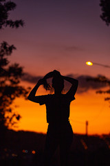 woman sunset in quarantine.