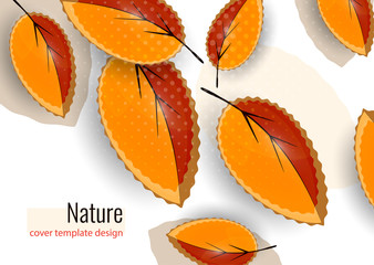 Bright colored leaves on white. Creative abstract background for your design. Vector