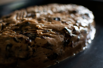 Chocolate cake with dried fruit sprinkles