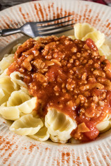 Dish of italian bolognese sauce.