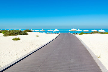 Beautiful landscape of clear turquoise ocean and sandy beach in Saadiyat island © Myroslava