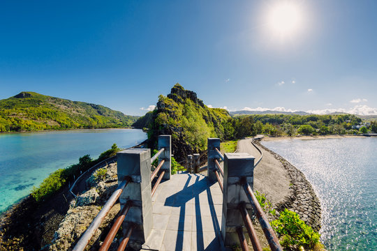 Maconde point with ocean water and sunlight in Mauritius