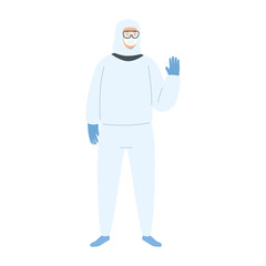 person with biohazard suit protection isolated icon vector illustration design