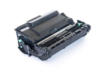 Laser printer drum and toner cartridge on white background