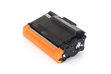 Laser printer drum and toner cartridge on white background