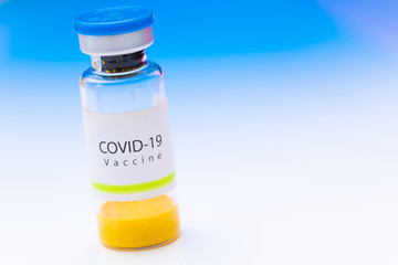 Coronavirus Vaccine. Covid-19 vaccine in glass vial.