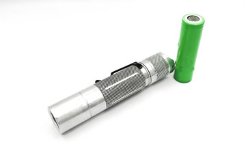 Flashlight with 18650 battery.A flashlight is a light that's small enough to hold in your hand and carry around.